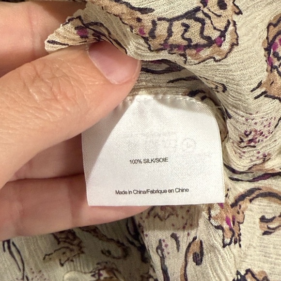 TORY BURCH Seahorse Print SOPHIE SILK TUNIC LONG SLEEVE Sheer Size 6 Preppy - Picture 9 of 9